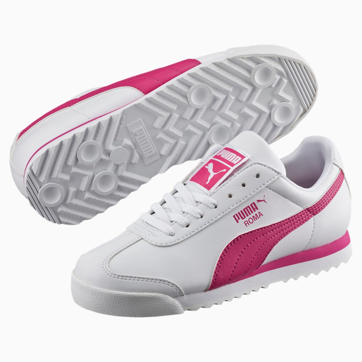 Chlapecké Tenisky Puma Roma Basic JR Bílé/Fuchsie Fialové | PU6084-N62