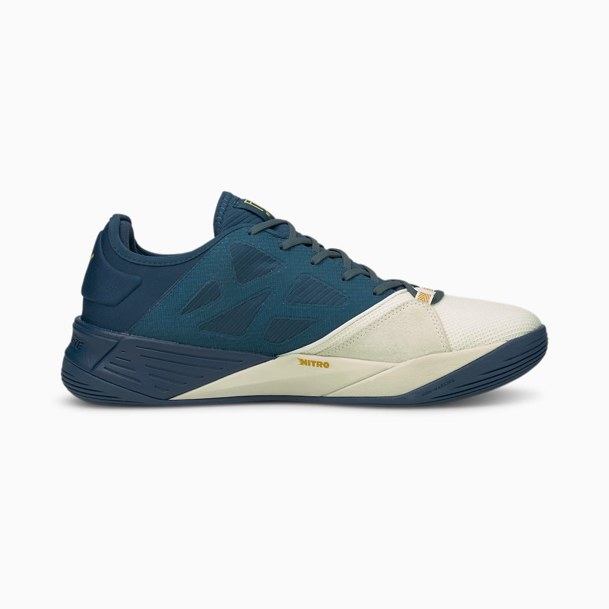 Dámské Házenkářské Boty Puma PUMA x FIRST MILE Accelerate Turbo Nitro Bílé/Blankyt/Žluté | PU4035-X92