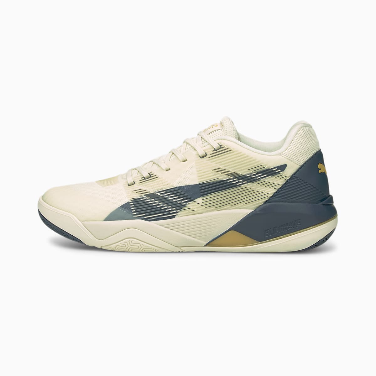 Dámské Házenkářské Boty Puma PUMA x FIRST MILE Eliminate Power Nitro Indoor Bílé/Blankyt/Žluté | PU9567-B97