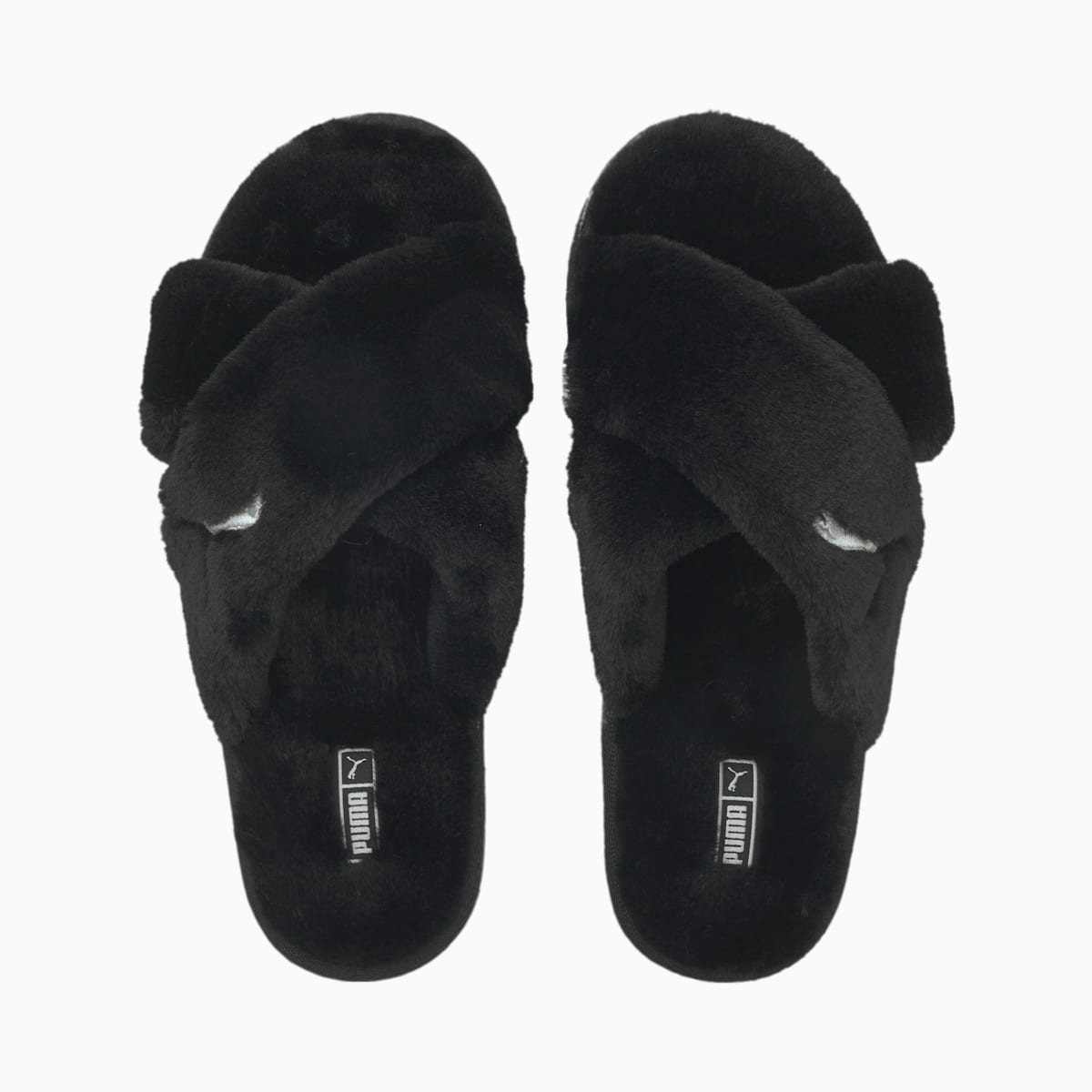 Dámské Pantofle Puma Fluff X Páskové Slide Černé/Bílé | PU4263-H37