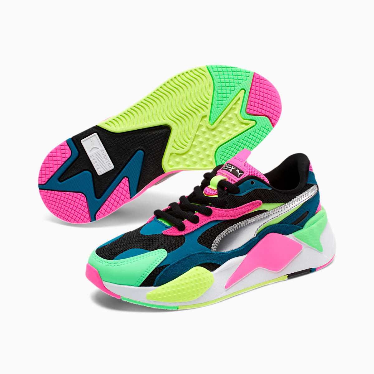 Dámské Tenisky Puma RS-X³ Puzzle Metallic Černé/Blankyt/Stříbrné | PU3976-Z85