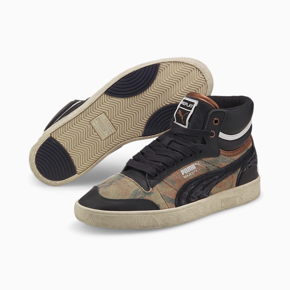 Dámské Tenisky Puma Ralph Sampson x Replay Mid Camo Černé/Tmavě Zelene | PU9105-C43