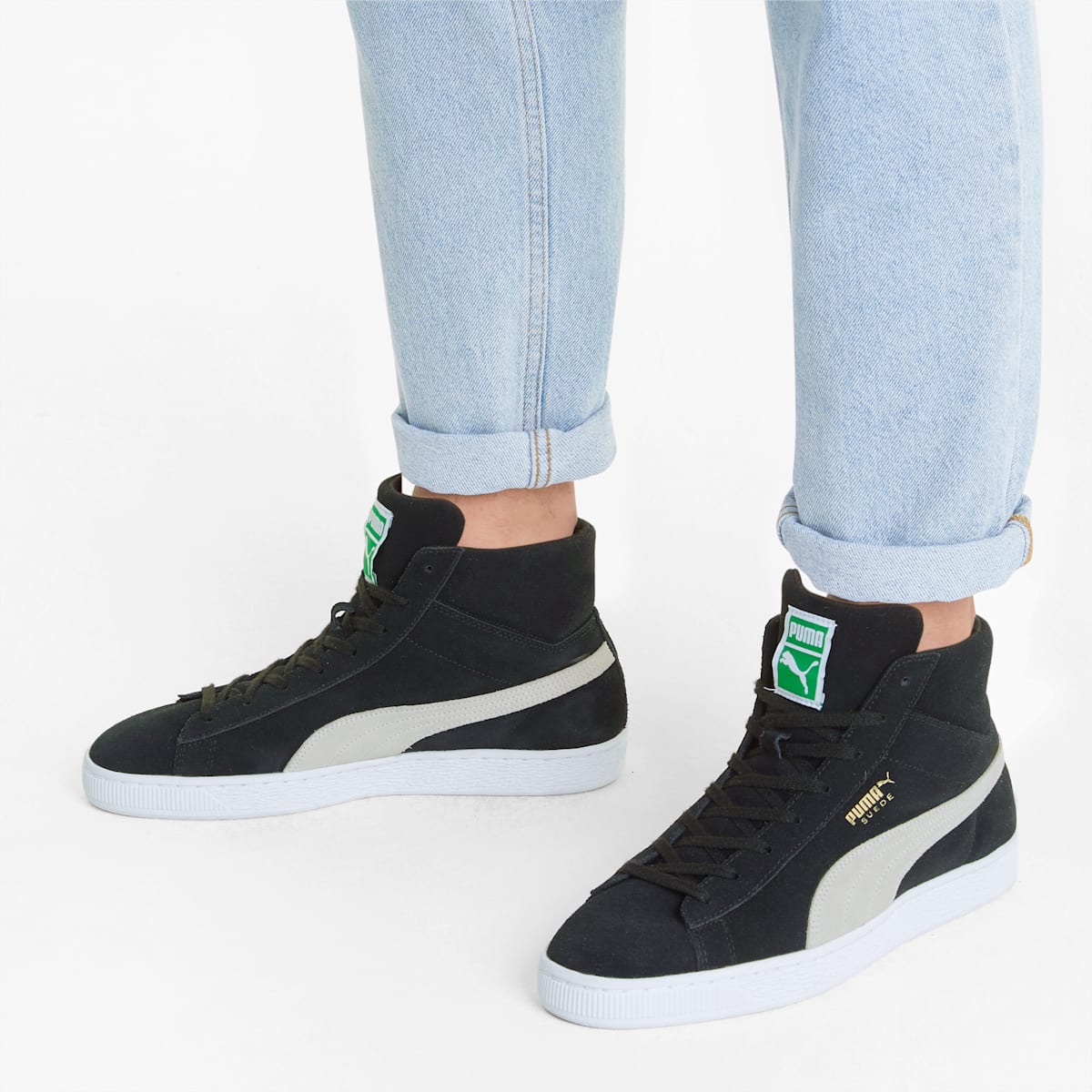 Dámské Tenisky Puma Suede Mid XXI Černé/Bílé/Zelene | PU1230-Z34