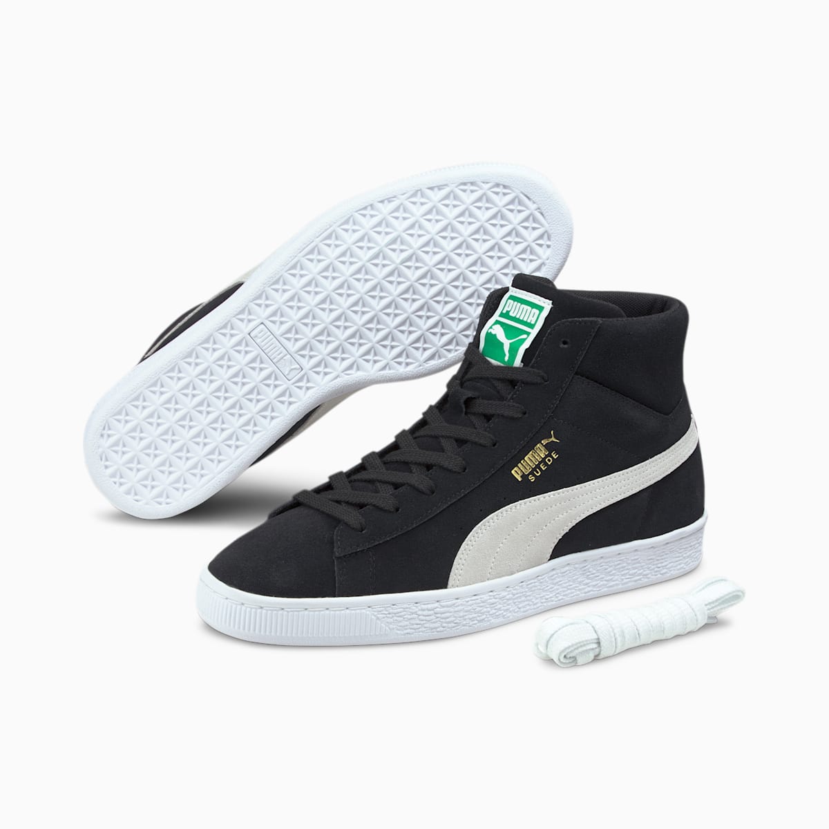 Dámské Tenisky Puma Suede Mid XXI Černé/Bílé/Zelene | PU1230-Z34