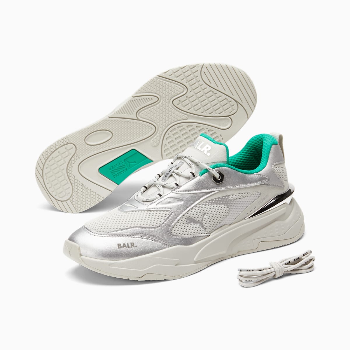 Pánské Tenisky Puma PUMA x BALR. RS-Fast Stříbrné/Šedé/Bílé/Černé/Zelene | PU0283-Y38