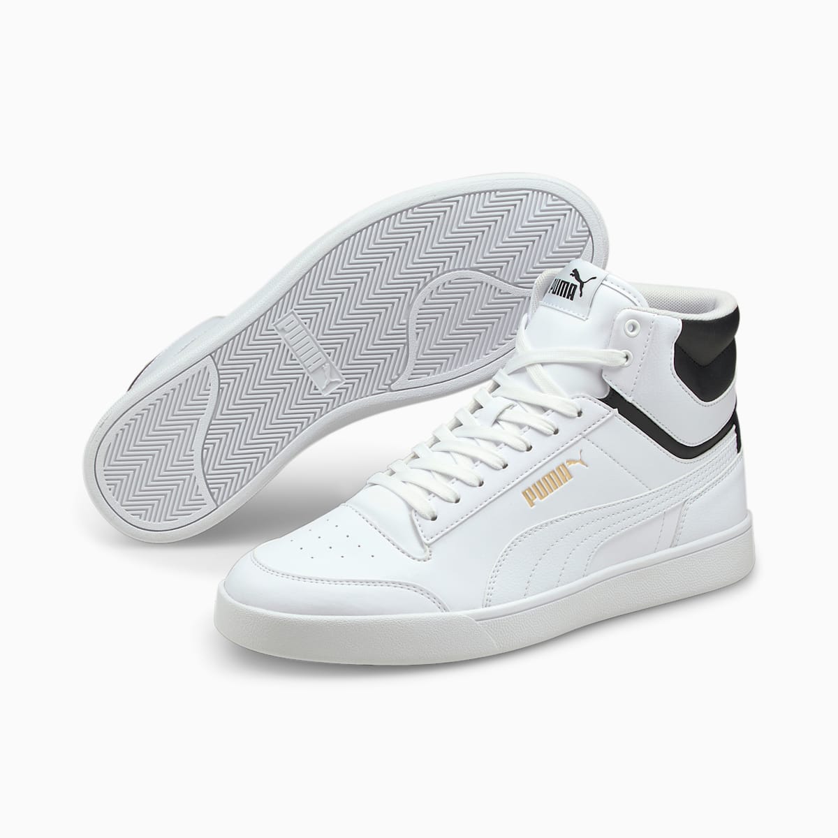 Pánské Tenisky Puma Shuffle Mid Bílé/Černé/Zlaté | PU1805-G64