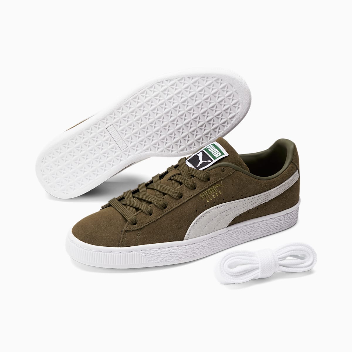 Pánské Tenisky Puma Suede Classic XXI Tmavě Olivy Zelené/Bílé/Zlaté | PU6540-W91