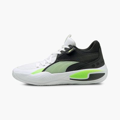 Dámské Basketbalové Boty Puma Court Rider I Bílé/Zelene | PU6372-X46