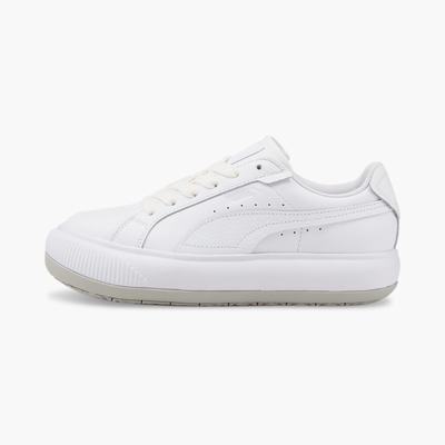 Dámské Tenisky Puma Suede Mayu Raw Leather Bílé/Šedé Fialové | PU1370-Z89